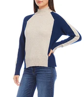 Karen Kane Color Block Turtleneck Long Sleeve Sweater