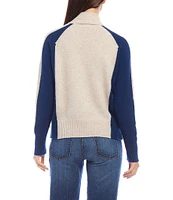 Karen Kane Color Block Turtleneck Long Sleeve Sweater