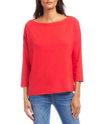 Karen Kane Organic Cotton Blend 3/4 Sleeve Boatneck Top