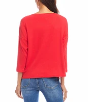 Karen Kane Organic Cotton Blend 3/4 Sleeve Boatneck Top