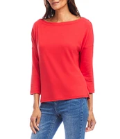 Karen Kane Organic Cotton Blend 3/4 Sleeve Boatneck Top