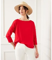 Karen Kane Organic Cotton Blend 3/4 Sleeve Boatneck Top