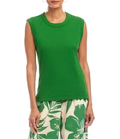 Karen Kane Cotton Blend Ribbed Crew Neck Tank