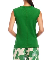 Karen Kane Cotton Blend Ribbed Crew Neck Tank
