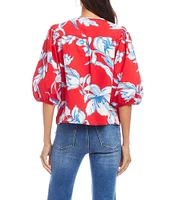Karen Kane Cotton Puff Sleeve Button Front Shirt