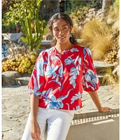 Karen Kane Cotton Puff Sleeve Button Front Shirt