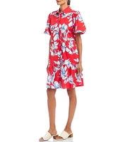 Karen Kane Cotton Puff Sleeve Tiered Shirtdress