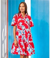 Karen Kane Cotton Puff Sleeve Tiered Shirtdress