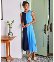 Karen Kane Crew Neck Sleeveless Color Block Midi Dress