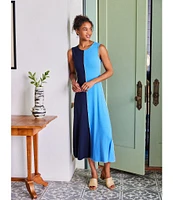 Karen Kane Crew Neck Sleeveless Color Block Midi Dress