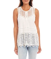 Karen Kane Crew Neck Sleeveless Lace Top