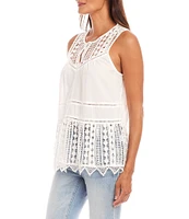 Karen Kane Crew Neck Sleeveless Lace Top