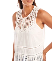 Karen Kane Crew Neck Sleeveless Lace Top