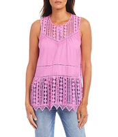 Karen Kane Crew Neck Sleeveless Lace Top