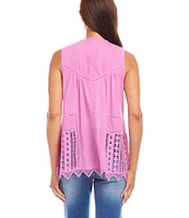 Karen Kane Crew Neck Sleeveless Lace Top