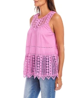Karen Kane Crew Neck Sleeveless Lace Top