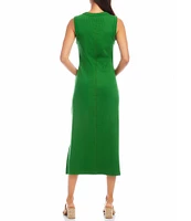 Karen Kane Crew Neck Sleeveless Ribbed Column Dress