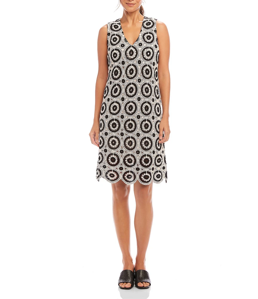Karen Kane Crochet V-Neck Sleeveless Shift Dress