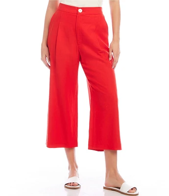 Karen Kane Cropped Pleated Side Pocket Wide Leg Pant