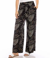 Karen Kane Dotted Leaf Print Wide-Leg Pull-On Pants