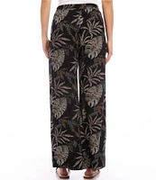 Karen Kane Dotted Leaf Print Wide-Leg Pull-On Pants