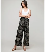 Karen Kane Dotted Leaf Print Wide-Leg Pull-On Pants