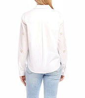 Karen Kane Embellished Collared Long Sleeve Button Up Top