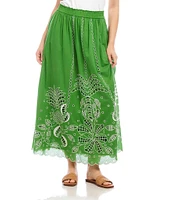 Karen Kane Embroidered Cut-Out A-Line Midi Skirt