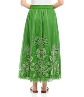 Karen Kane Embroidered Cut-Out A-Line Midi Skirt