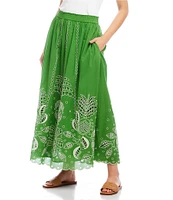 Karen Kane Embroidered Cut-Out A-Line Midi Skirt