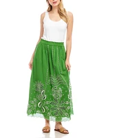 Karen Kane Embroidered Cut-Out A-Line Midi Skirt