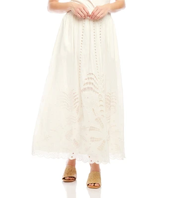 Karen Kane Embroidered Cut-Out A-Line Midi Skirt