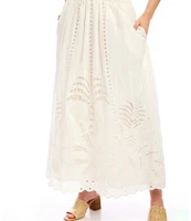 Karen Kane Embroidered Cut-Out A-Line Midi Skirt