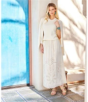 Karen Kane Embroidered Cut-Out A-Line Midi Skirt