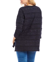 Karen Kane Embroidered Split-Neck 3/4 Flare Sleeve Tunic
