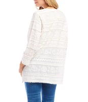 Karen Kane Embroidered Split-Neck 3/4 Flare Sleeve Tunic