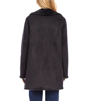 Karen Kane Faux Fur Collared Long Sleeve Coat