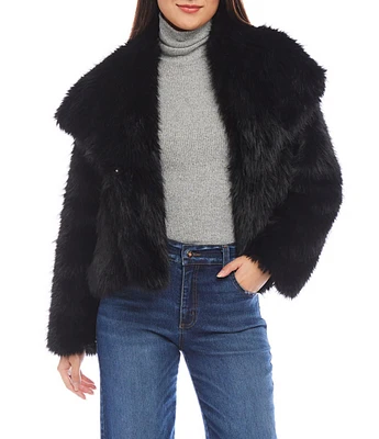 Karen Kane Faux Fur Collared Neck Long Sleeve Coat