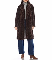 Karen Kane Faux Fur Notch Collar Long Sleeve Coat