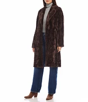 Karen Kane Faux Fur Notch Collar Long Sleeve Coat