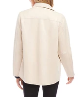 Karen Kane Faux Suede Collared Long Sleeve Shirt Jacket