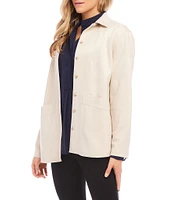 Karen Kane Faux Suede Collared Long Sleeve Shirt Jacket