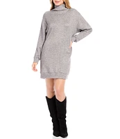 Karen Kane Faux Wrap Sweater Turtleneck Long Sleeve Dress