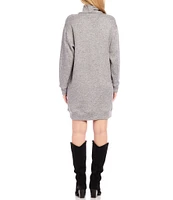 Karen Kane Faux Wrap Sweater Turtleneck Long Sleeve Dress