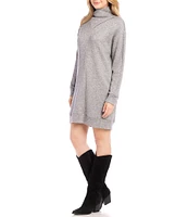 Karen Kane Faux Wrap Sweater Turtleneck Long Sleeve Dress