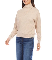 Karen Kane Faux Wrap Turtleneck Long Sleeve Sweater