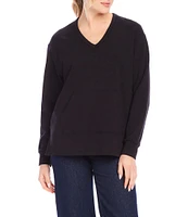 Karen Kane Fleece V-Neck Long Sleeve Pullover