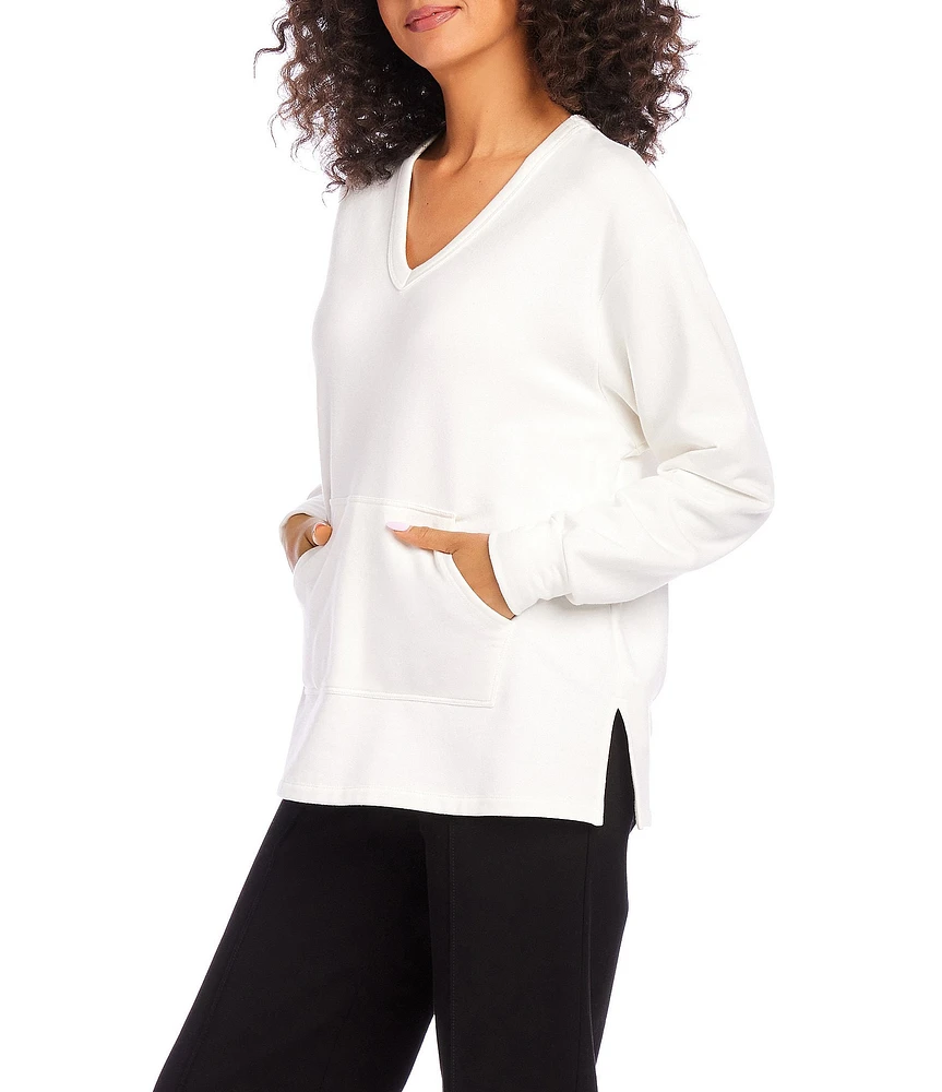 Karen Kane Fleece V-Neck Long Sleeve Pullover