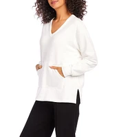 Karen Kane Fleece V-Neck Long Sleeve Pullover