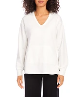 Karen Kane Fleece V-Neck Long Sleeve Pullover